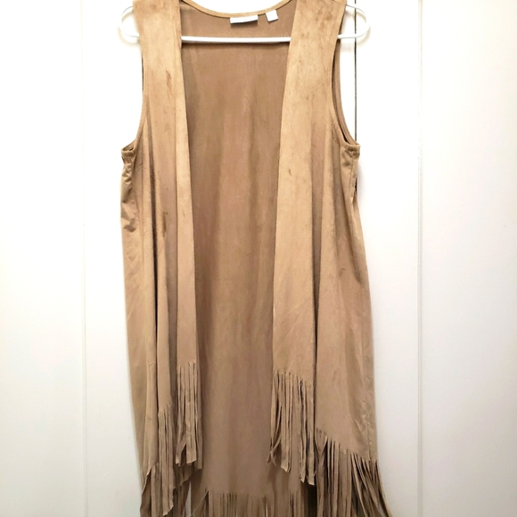 New York & Company Jackets & Blazers - Brown Faux Suede Fringe Western Vest